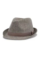 Herringbone Fedora Hat with Contrast Band