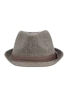 Herringbone Fedora Hat with Contrast Band