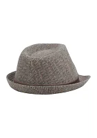 Herringbone Fedora Hat with Contrast Band