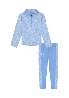 Baby Girls Twisted 1/4 Zip Printed Pullover and Leggings Set