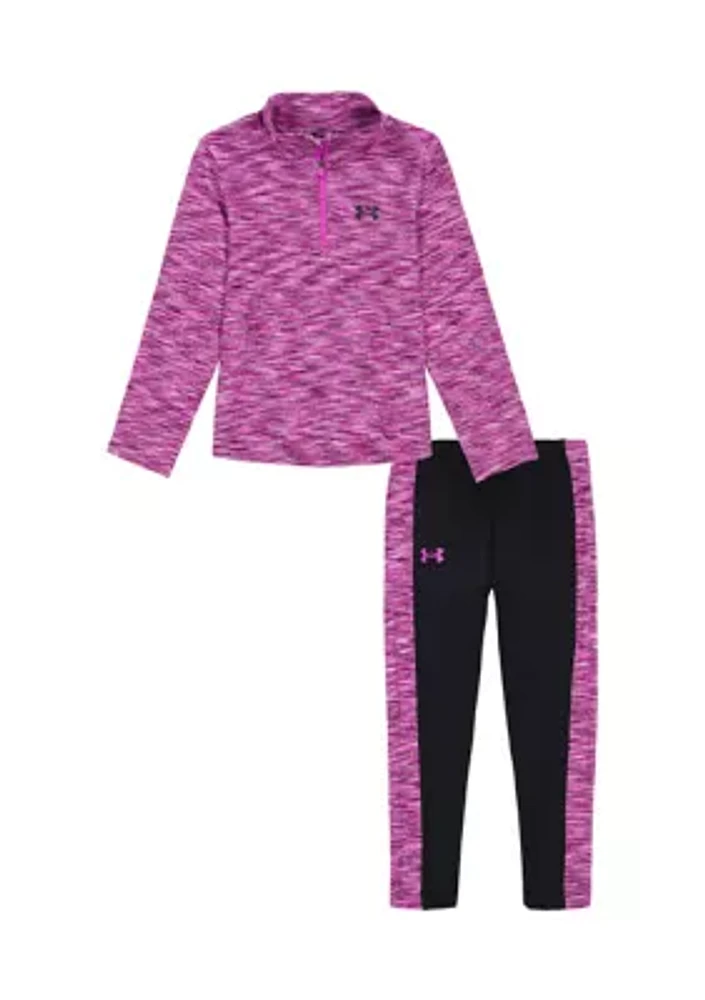 Baby Girls Twisted 1/4 Zip Printed Pullover and Leggings Set