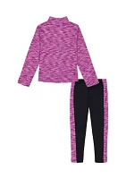 Baby Girls Twisted 1/4 Zip Printed Pullover and Leggings Set