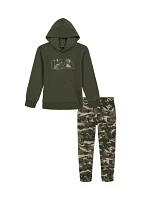 Toddler Boys Rival Graphic Hoodie and Camo Printed Joggers Set