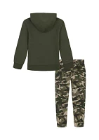 Toddler Boys Rival Graphic Hoodie and Camo Printed Joggers Set