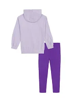 Toddler Girls Ribbed Knit Hoodie and Leggings Set