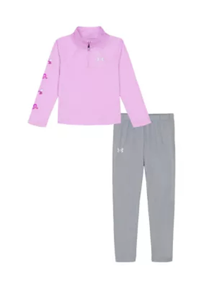 Baby Girls 1/4 Zip Graphic Pullover and Leggings Set