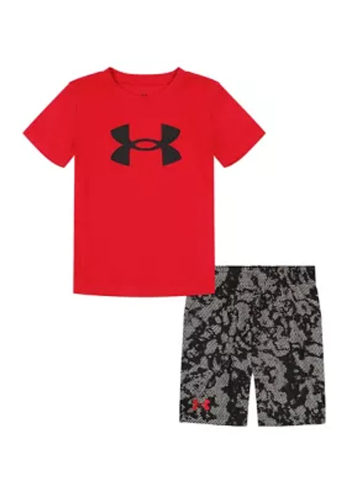 Toddler Boys Graphic T-Shirt and Geometric Printed Shorts Set