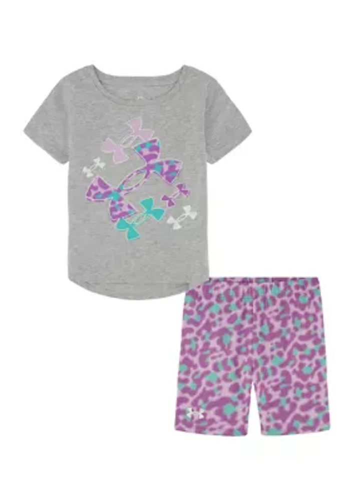 Baby Girls Graphic T-Shirt and Printed Shorts Set