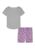 Baby Girls Graphic T-Shirt and Printed Shorts Set