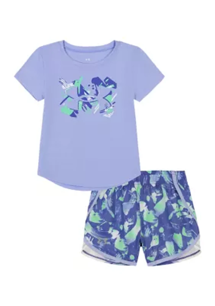 Baby Girls Graphic T-Shirt and Printed Shorts Set