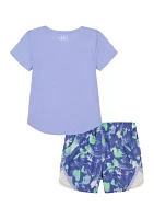 Baby Girls Graphic T-Shirt and Printed Shorts Set