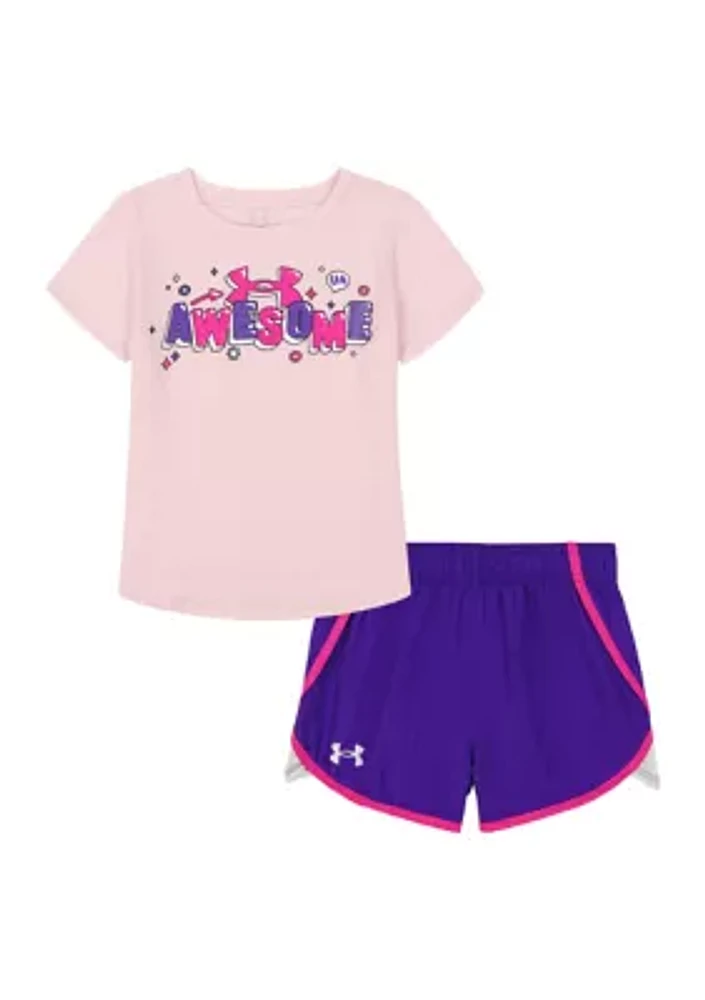 Toddler Girls Awesome Graphic T-Shirt and Shorts Set