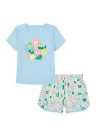 Baby Girls Glitter Floral Graphic Set