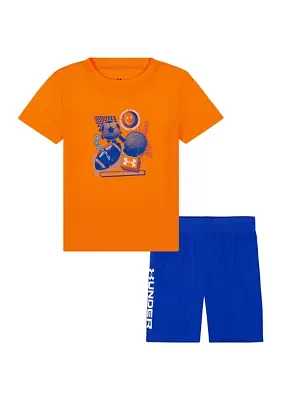 Toddler Boys Tech Sports Graphic T-Shirt and Shorts Set