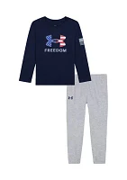 Baby Boys Flag Fill Freedom Logo Graphic T-Shirt and Joggers Set