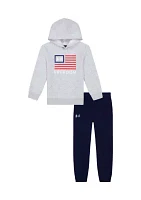 Toddler Boys Flag Graphic Hoodie and Joggers Set