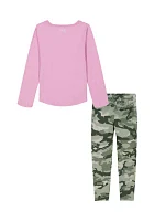 Toddler Girls Antler Logo Camo Graphic T-Shirt and Leggings Set