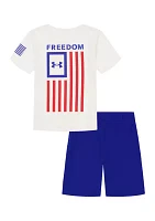 Baby Boys Freedom Flag Graphic T-Shirt and Shorts Set