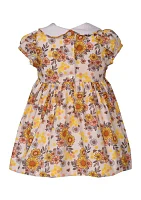 Toddler Girls Sunflower Printed Smocked Dress