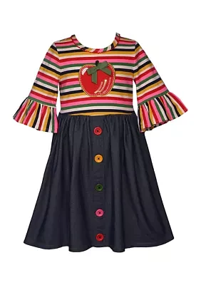 Toddler Girls Apple Appliqué Dress