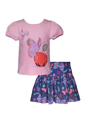 Toddler Girls Butterfly Appliqué Top and Skort Set