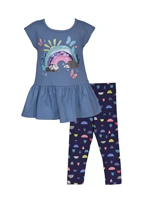 Toddler Girls Rainbow Appliqué Top and Leggings Set