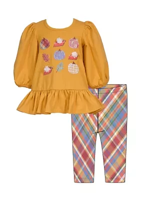 Toddler Girls Harvest Motif Top and Printed Leggings Set