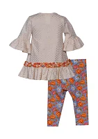 Toddler Girls Pumpkin Appliqué Top and Printed Leggings Set