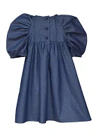 Toddler Girls Side Button Denim Dress