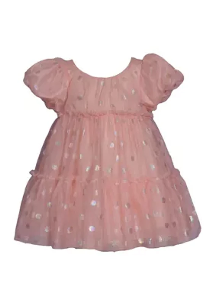 Toddler Girls Foil Dot Mesh Tiered Party Dress