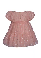 Toddler Girls Foil Dot Mesh Tiered Party Dress