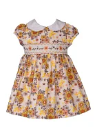 Baby Girls Sunflower Printed Smocked Dress