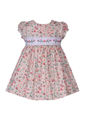 Baby Girls Ditsy Floral Printed Smocked Dress