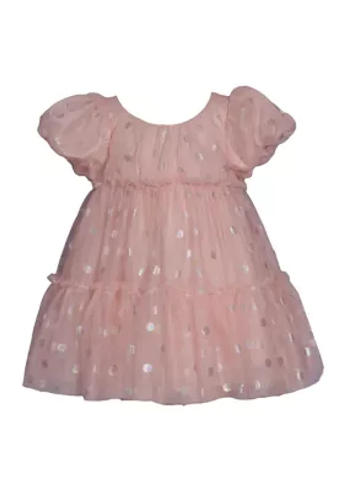 Baby Girls Foil Dot Mesh Tiered Party Dress