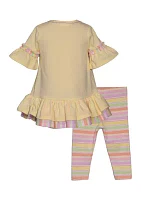 Toddler Girls Knit Bunny Appliqué Top and Capri Leggings Set