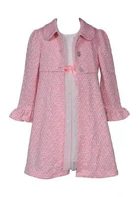 Toddler Girls Novelty Knit Coat and Dress Set