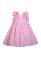 Toddler Girls Bow Shoulder Eyelet Dress