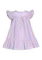 Toddler Girls Striped Smocked Seersucker Dress