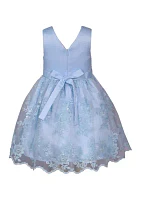 Toddler Girls Sleeveless Satin and Sequin Embroidered Dress