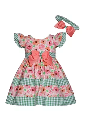 Toddler Girls Mixed Printed Woven Dress with Headband