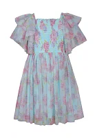 Toddler Girls Printed Embroidered Dress