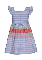 Toddler Girls Stripe Linen Dress