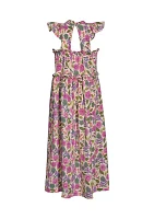 Toddler Girls Floral Printed Maxi Dress