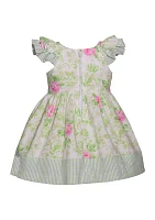 Baby Girls Ruffle Floral Printed Dress with Headband