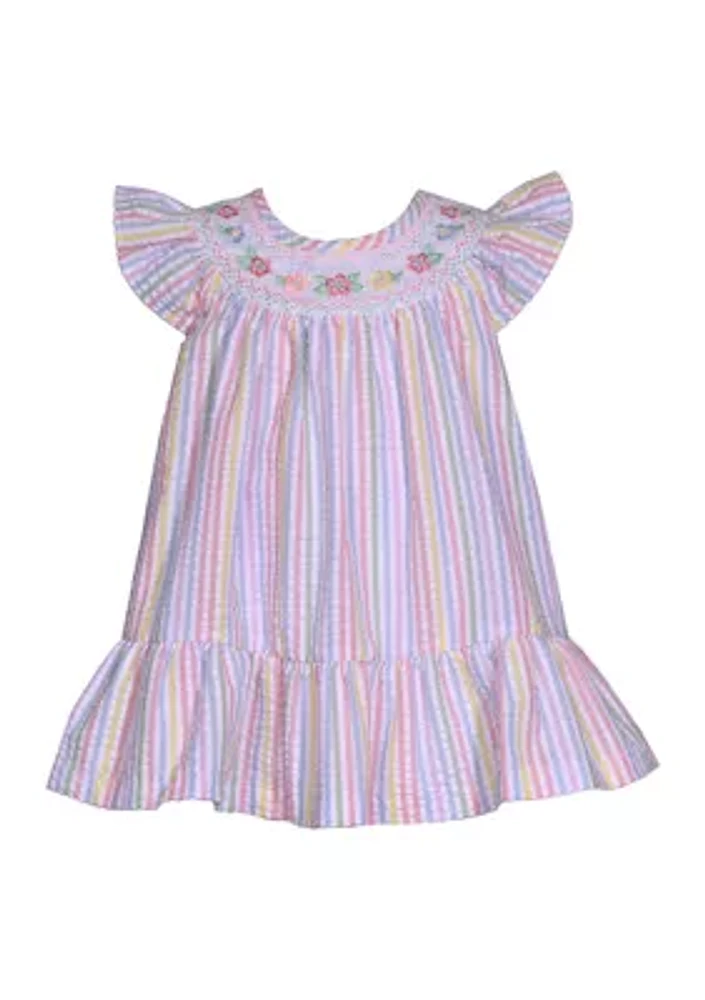 Baby Girls Striped Smocked Seersucker Dress