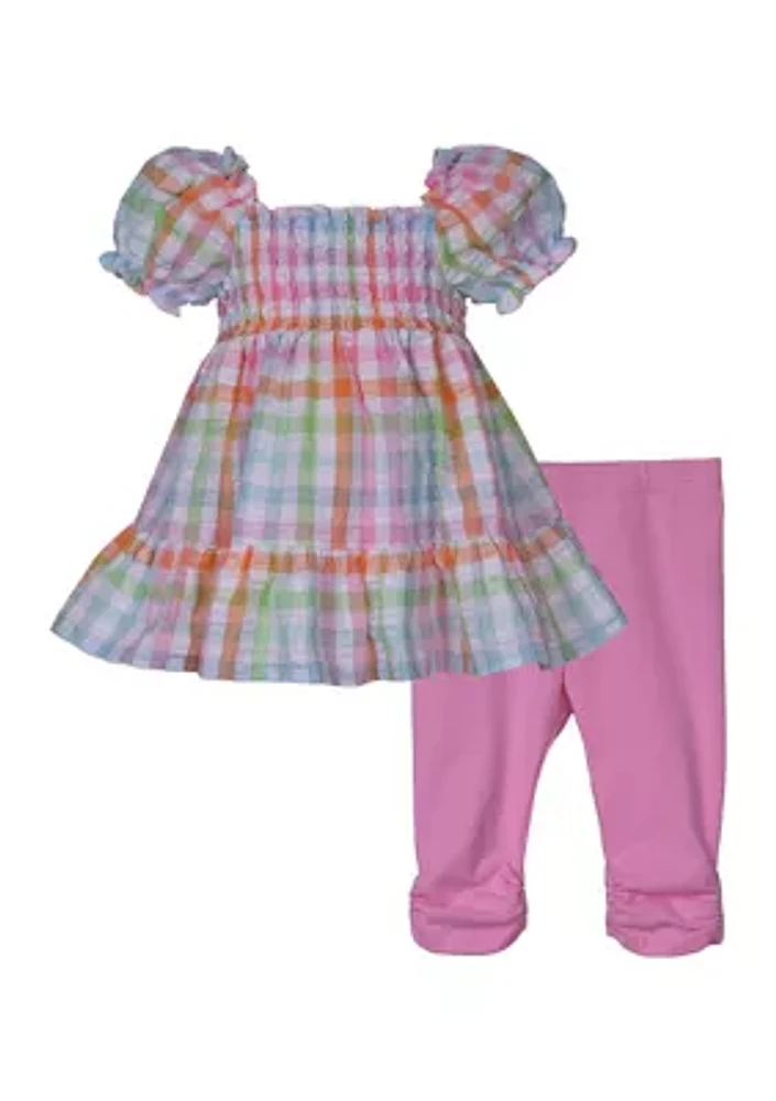 Baby Girls Puff Sleeve Seersucker Set