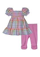 Baby Girls Puff Sleeve Seersucker Set