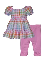 Baby Girls Puff Sleeve Seersucker Set