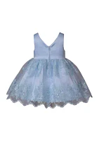 Baby Girls Sleeveless Satin and Sequin Embroidered Dress