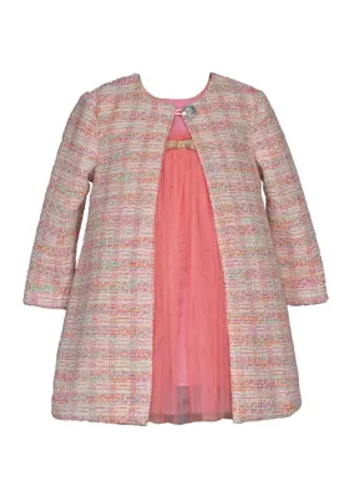 Baby Girls Bouclé Coat and Dress Set